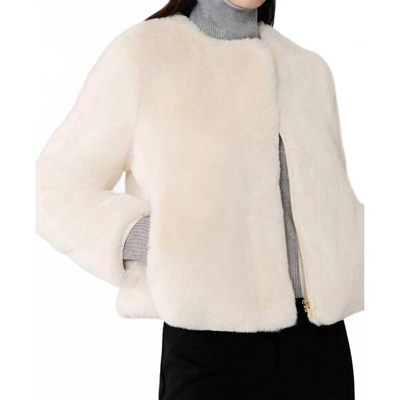 NEW SAGE & CLARE women's kendell boxy jacket with scarf in powder - Picture 4 of 5